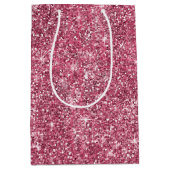 Roze Faux Glitter Medium Cadeauzakje (Voorkant)