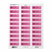 Roze Faux Glitter Monogram - Retouradreslabels Etiket (Full Sheet)