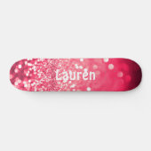 Roze Faux Glitter Personalized Girls Skateboard (Horizontaal)