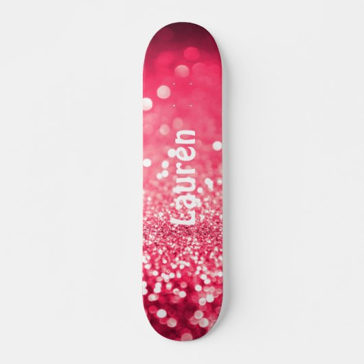 Roze Faux Glitter Personalized Girls Skateboard (Voorkant)