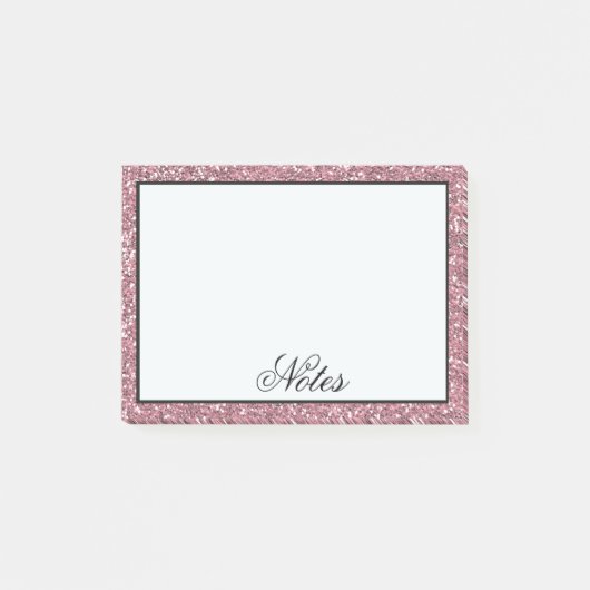 Roze Faux Glitter Post-it® Notes (Voorkant)