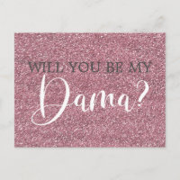 Roze Faux Glitter Quinceanera Dama Voorstel