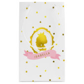 Roze Faux Gold Cameo en Confetti Stippen Klein Cadeauzakje (Achterkant)