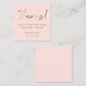 roze faux goud dank u vierkant visitekaartje (Voorkant / Achterkant)