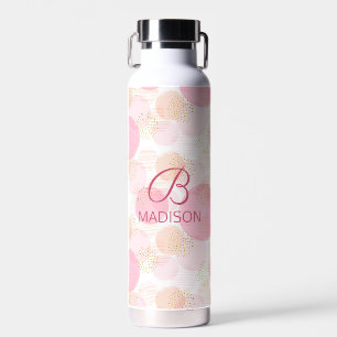 Roze faux goud glinsterend monogram naam waterfles