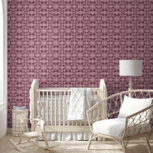 Roze Faux Lace Patroon Wallpaper Behang