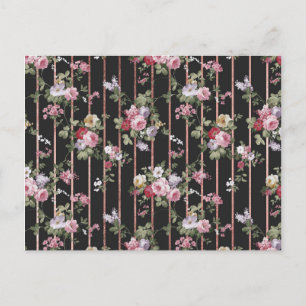 Roze faux roos goudstrepen rozen floraal briefkaart