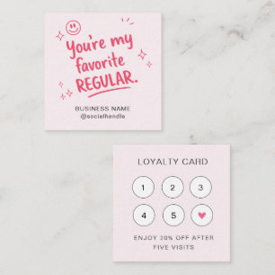 Roze Favoriete Gewone Klantkaart Ontwerp Vierkante Visitekaartje