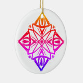 Roze Feathery Diamond Mandala #7 Keramisch Ornament (Rechts)