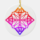 Roze Feathery Diamond Mandala #7 Keramisch Ornament (Voorkant)