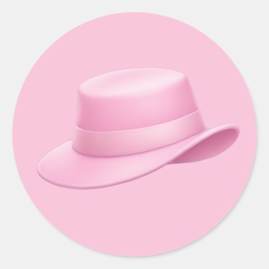 Roze Fedora Emoji - Ronde Sticker (Voorkant)