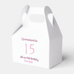 Roze fee 15e verjaardag eenvoudige moder quinceane bedankdoosjes