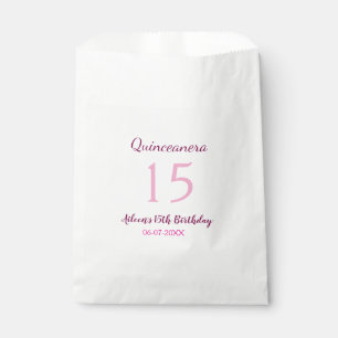 Roze fee 15e verjaardag eenvoudige moder quinceane bedankzakje
