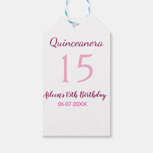 Roze fee 15e verjaardag eenvoudige moder quinceane cadeaulabel