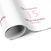 Roze fee 15e verjaardag eenvoudige moder quinceane cadeaupapier (Rol Hoek)