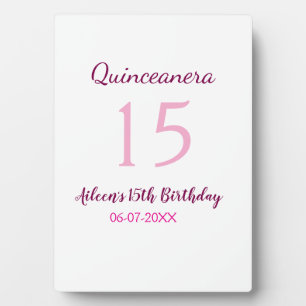 Roze fee 15e verjaardag eenvoudige moder quinceane fotoplaat