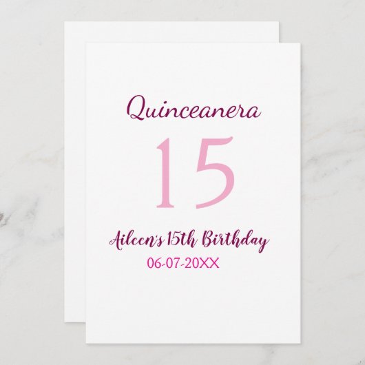 Roze fee 15e verjaardag eenvoudige moder quinceane kaart (Voorkant / Achterkant)