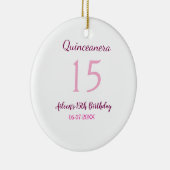 Roze fee 15e verjaardag eenvoudige moder quinceane keramisch ornament (Rechts)