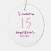 Roze fee 15e verjaardag eenvoudige moder quinceane keramisch ornament (Links)
