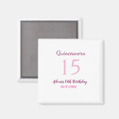 Roze fee 15e verjaardag eenvoudige moder quinceane magneet (Voorkant / Achterkant)