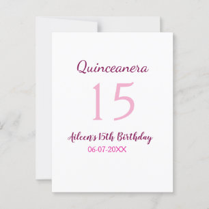 Roze fee 15e verjaardag eenvoudige moderne quincea briefkaart