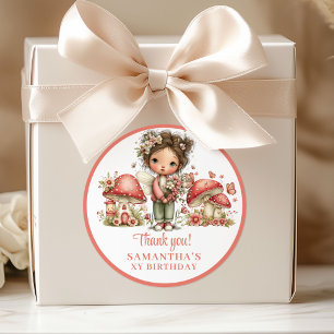 Roze Fee 2e Verjaardag Blos Bloemen Favor Doos Ronde Sticker
