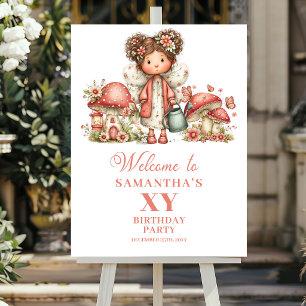 Roze Fee 2e Verjaardag Blos Bloemen Welkom Bord Poster
