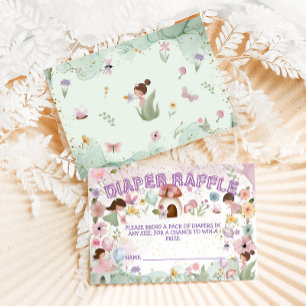 Roze Fee Baby Meisje Shower Bloem Luierspel Informatiekaartje