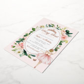 Roze Fee Eerste 1e Verjaardag Rose Goud Folie Uitnodiging (Gedraaid)