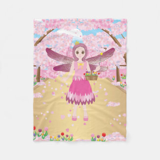 Roze fee en kersenbloesems fleece deken
