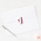 Roze Fee en Stiletto Schoenkunst Ronde Sticker (Envelop)