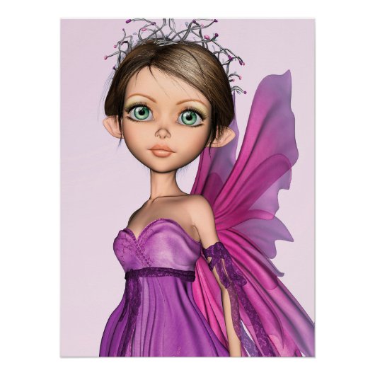 Roze Fee Grote Ogen Fantasie Portret Perfect Poster (Voorkant)