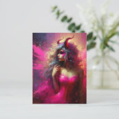 Roze fee met hoorns Fantasy Art Briefkaart (Staand voorkant)
