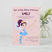 Roze Fee Prinses Verjaardag Uitnodiging (Staand voorkant)