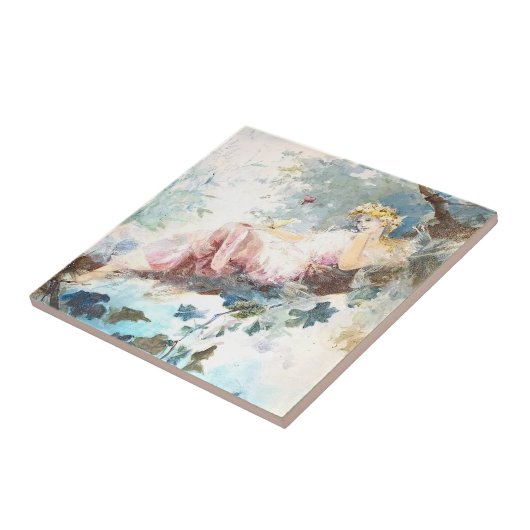 Roze Fee van de Vlinders Tegeltje (Zijkant)