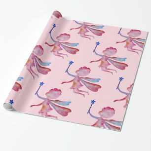 Roze Fee Watercolor Tekening Inpakpapier