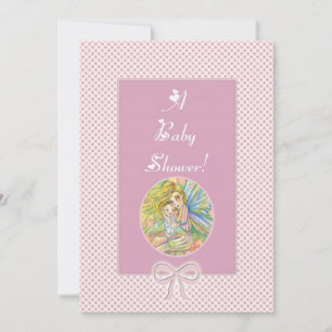 Roze feeën babyshower uitnodigingen