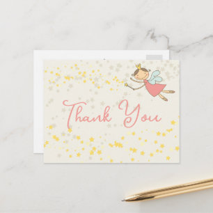 Roze Feeen Prinses Sterren Fantasie Meisje Verjaar Briefkaart