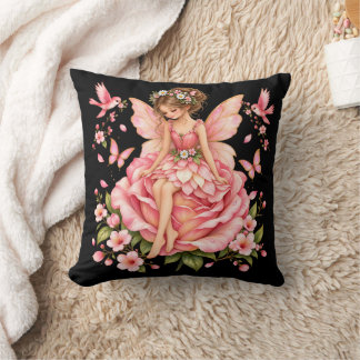 Roze Feeën Rose Worp Kussen – Whimsical Fairycore