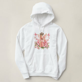 Roze Feeënroos Hoodie – Whimsische Fairycore Flora