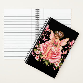 Roze Feeënroos Spiraal Notebook – Whimsical Fairyc Notitieboek