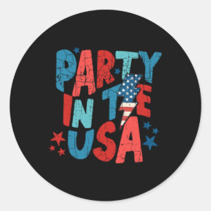 Roze feest in de VS 4 juli Shirt Mom en GI Ronde Sticker