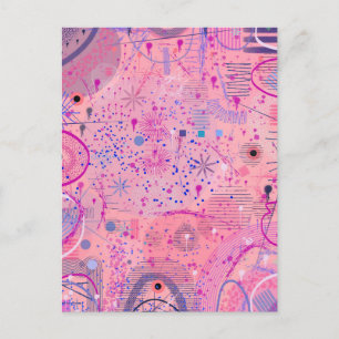 Roze feest maximalistische kunst briefkaart