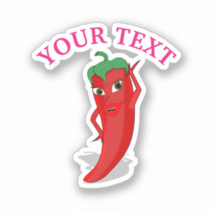 Roze feestelijke bruidsdouche met rode hete peper  sticker