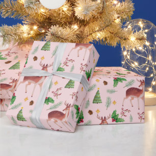 Roze feestelijke kerst van Deer Cadeaupapier