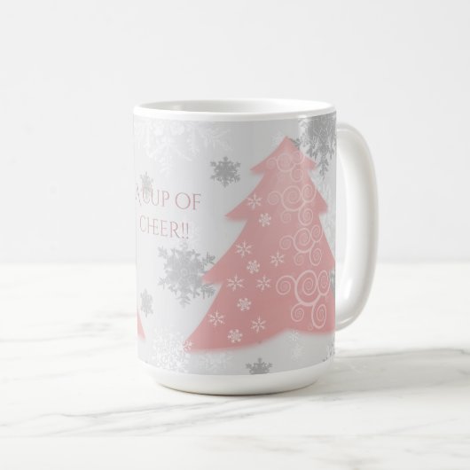 Roze feestelijke kerstboomkoffie Mok (Voorkant rechts)
