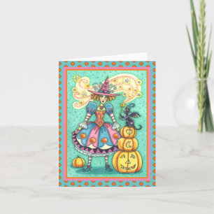 ROZE FEESTHEID WITCH IS HALLOWEEN MAGIE, ZWARTE KA FEESTDAGEN KAART