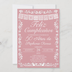 Roze 'Feliz Cumpleaños' 50e verjaardag Kaart