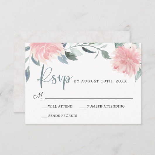 Roze fiasappel Elegant Wedding RSVP (Voorkant / Achterkant)