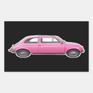 Roze fiat 500 Cinquecento -zestig auto Rechthoekige Sticker